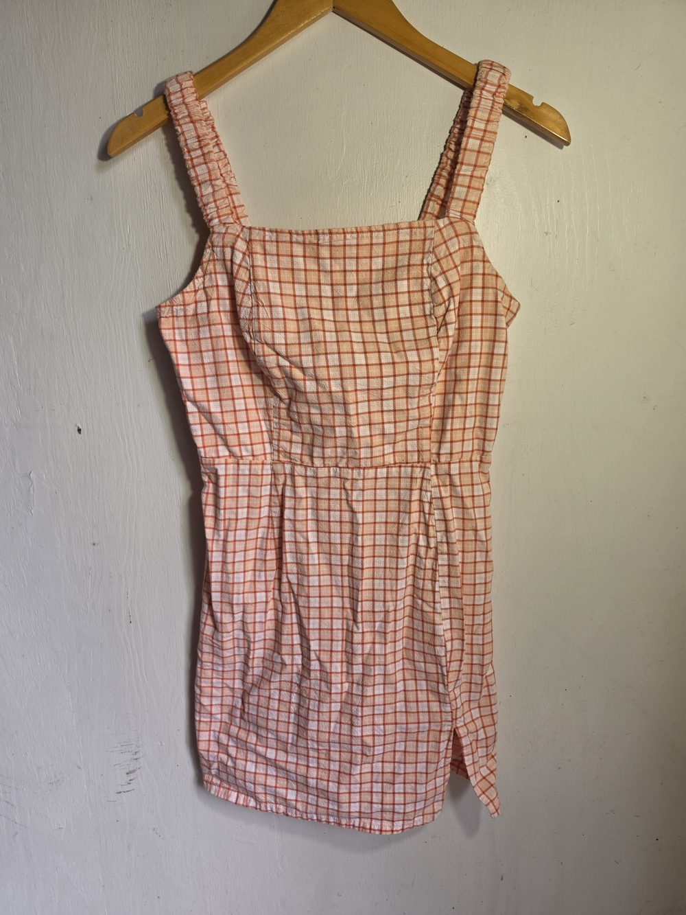 Arizona Jean Co Orange Checkered Sleeveless Dress